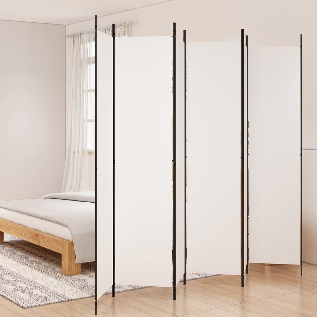 vidaXL Parawan 6-panelowy, biały, 300x220 cm, tkanina