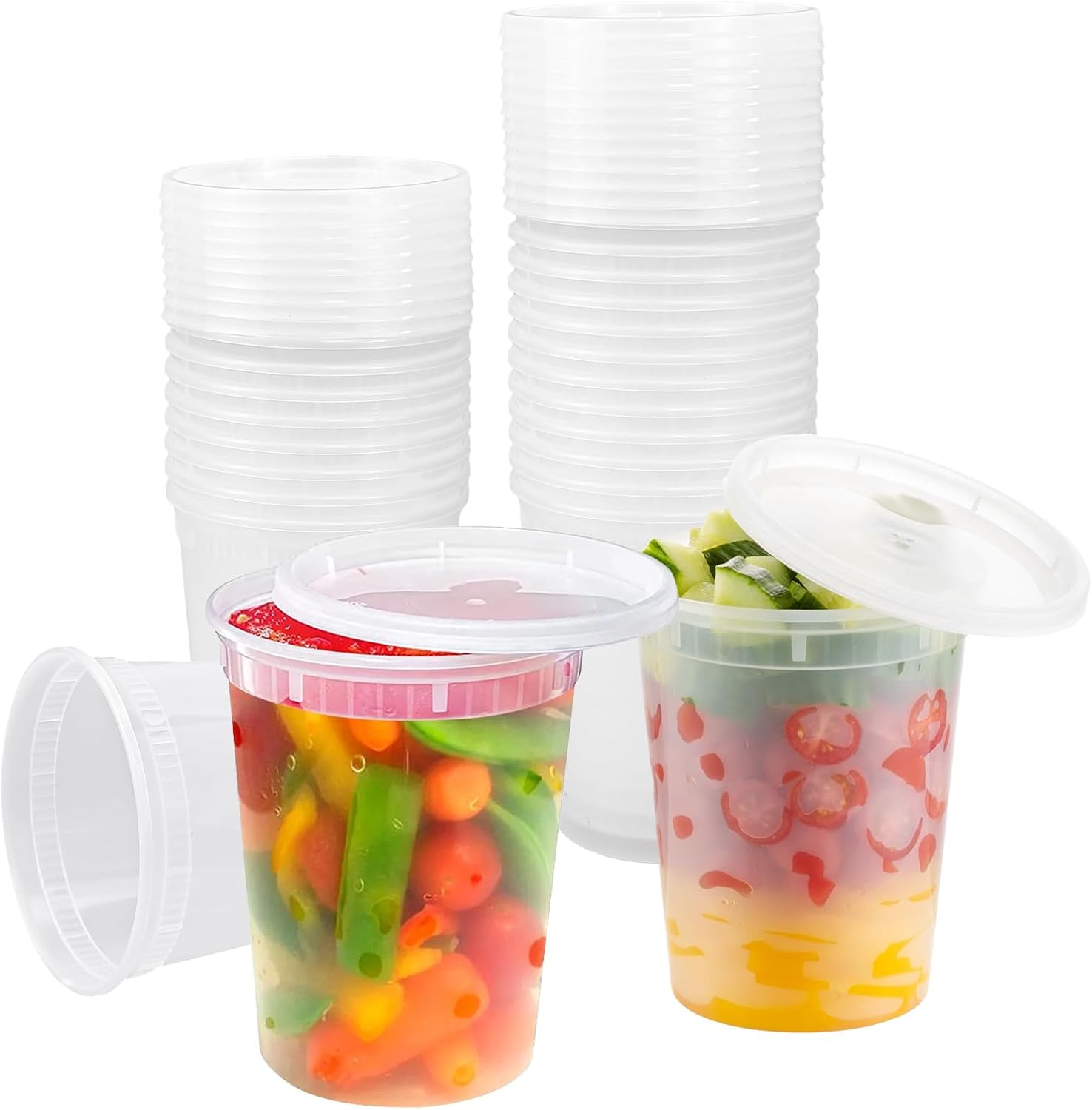 48 szt. plastikowych pojemników z pokrywkami 960 ml plastikowe pojemniki do przechowywania zupy z pokrywkami szczelne pojemniki na zupę z pokrywkami d
