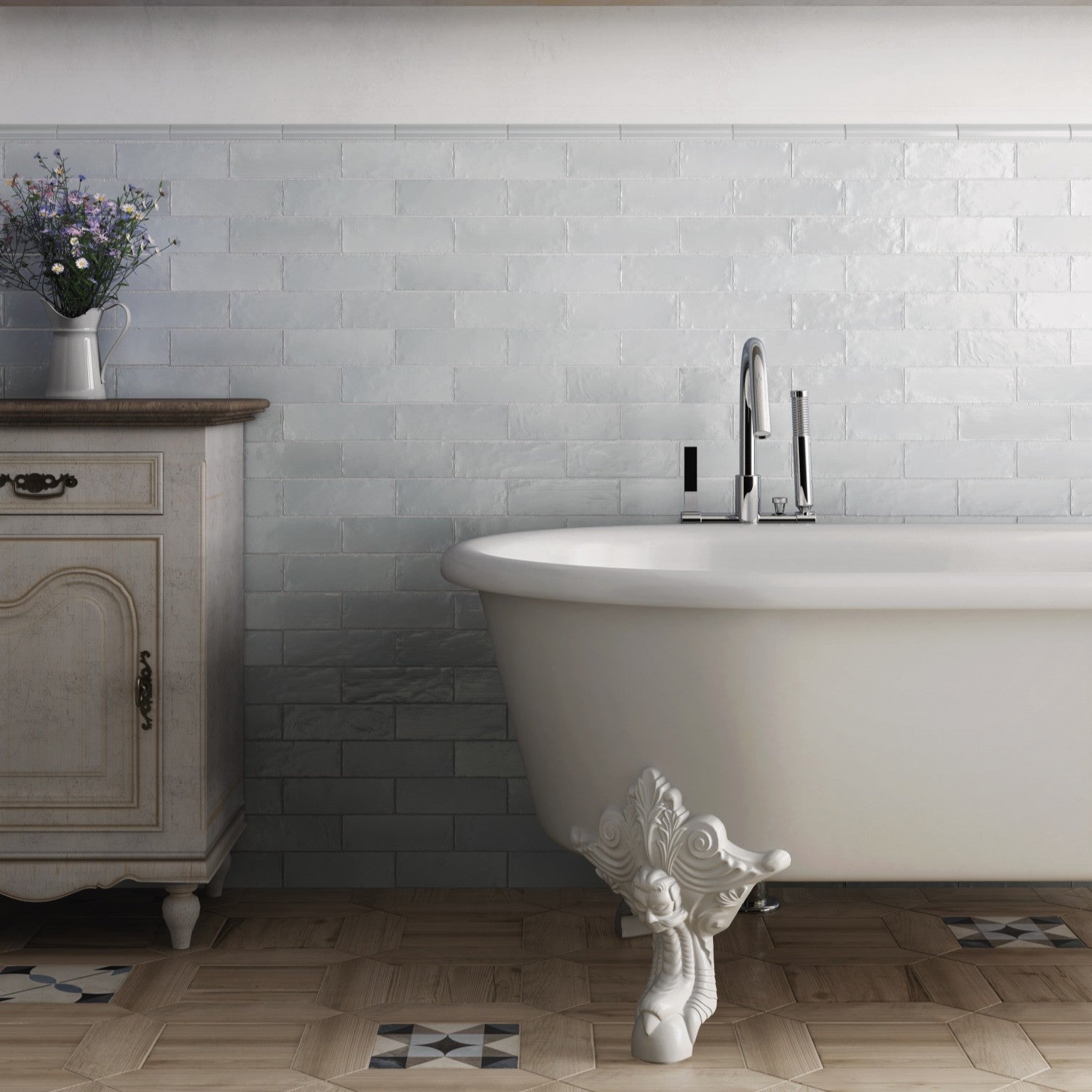 Glazura Premium z satynowym wykończeniem 6,5x20 cm Mallorca Niebieski