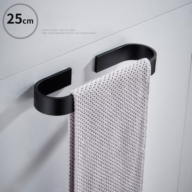 Wieszak na ręczniki 25 cm bez wiercenia, wieszak łazienkowy, czarny, srebrny, aluminium, montowany na ścianie, uchwyt na ręczniki kuchenne, organizato