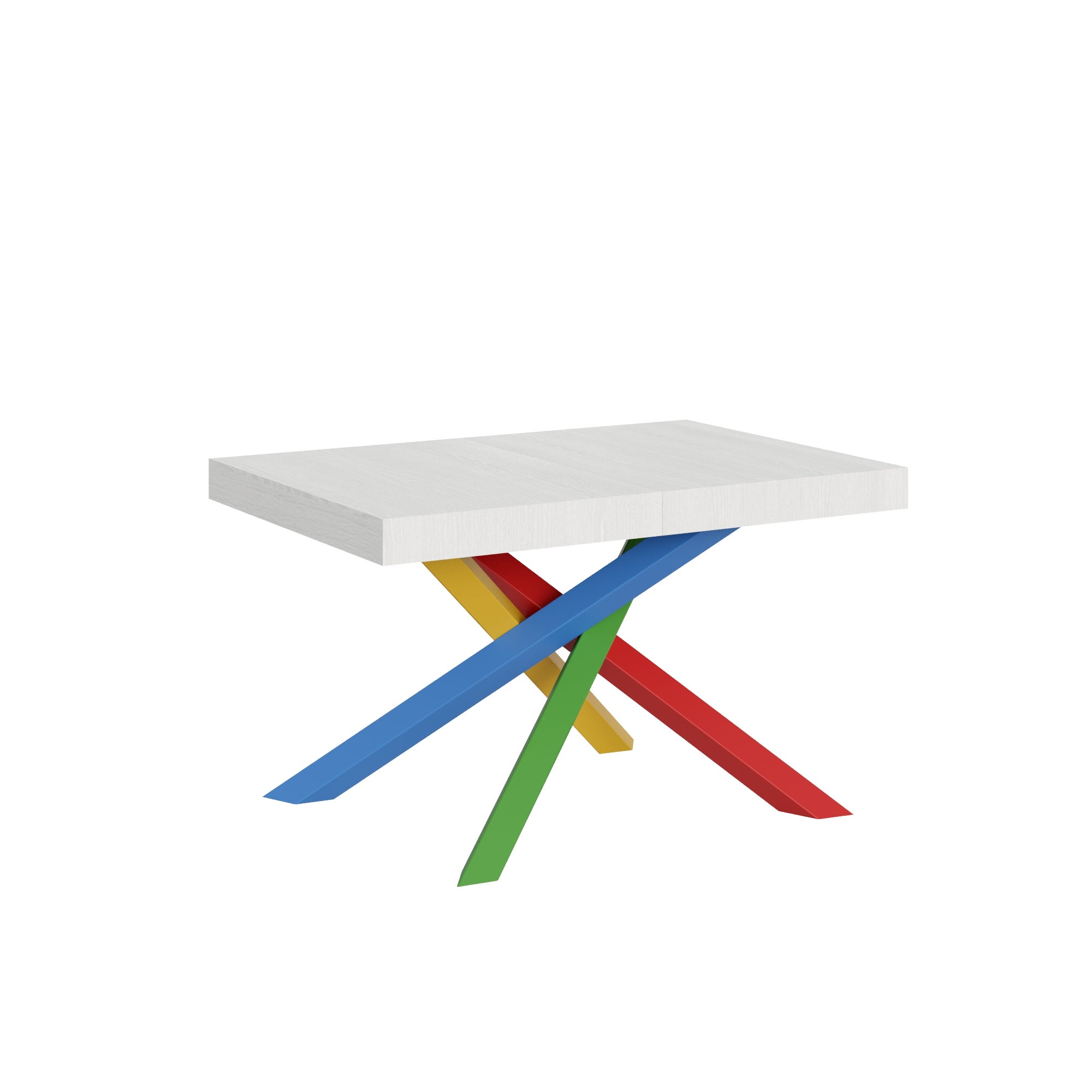 Mesa moderna Volantis 90x120, extensible hasta 224 cm, serie 4/B, fresno blanco.