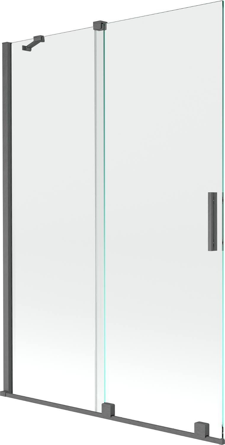 Mexen Velar parawan nawannowy 2-skrzydłowy rozsuwany 120 x 150 cm, transparent, gun gray szczotkowany - 896-120-000-01-66