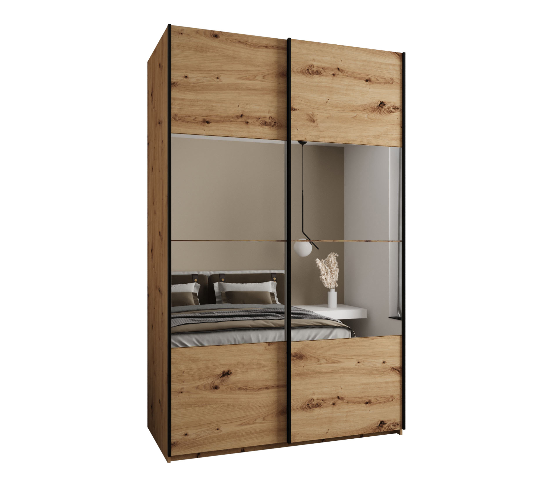 Szafa przesuwna wysoka Lux 4 150 x 64 x 245,5 cm artisan + artisan + u. czarny - Abiks Meble