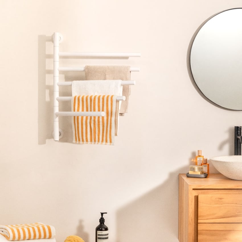 CREATE - WARM TOWEL MINIMAL - Elektryczny wieszak 80W na ręczniki z prętami obrotowymi 180º - Blanc