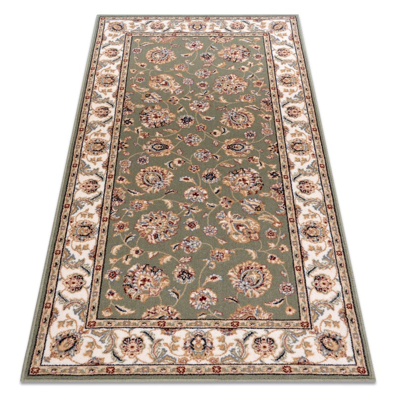 Dywan wełniany NAIN Ornament, ramka 7338/51088 zielony / beż 240x340 cm