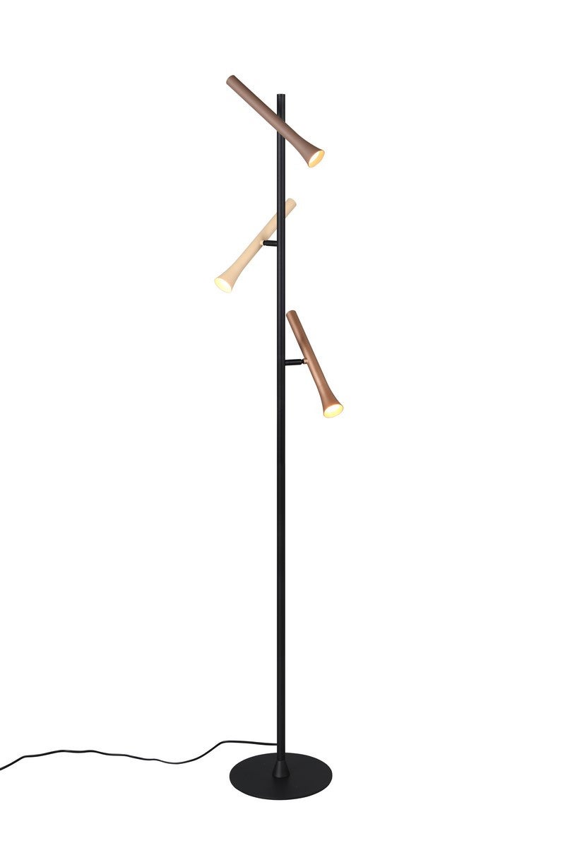 Lampa podłogowa stojąca Fiato czarno-brązowa LED 3W 2300K-4000K 3 x 400lm wym: 150 x 23 x 23 cm metal Trio