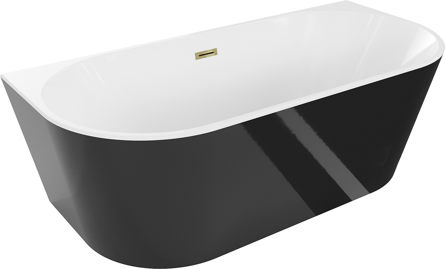 Mexen Oval wanna wolnostojąca przyścienna 180 x 80 cm, biała/czarna, przelew złoty - 52671808075-50