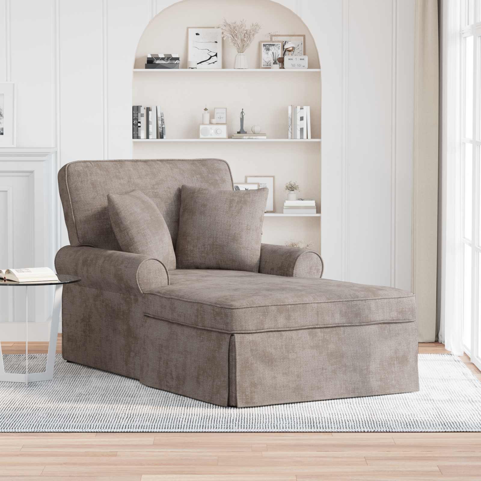 Chaise Lounge z Fartuszkiem piaskowy 157 x 91 x 91 cm ARES vidaXL