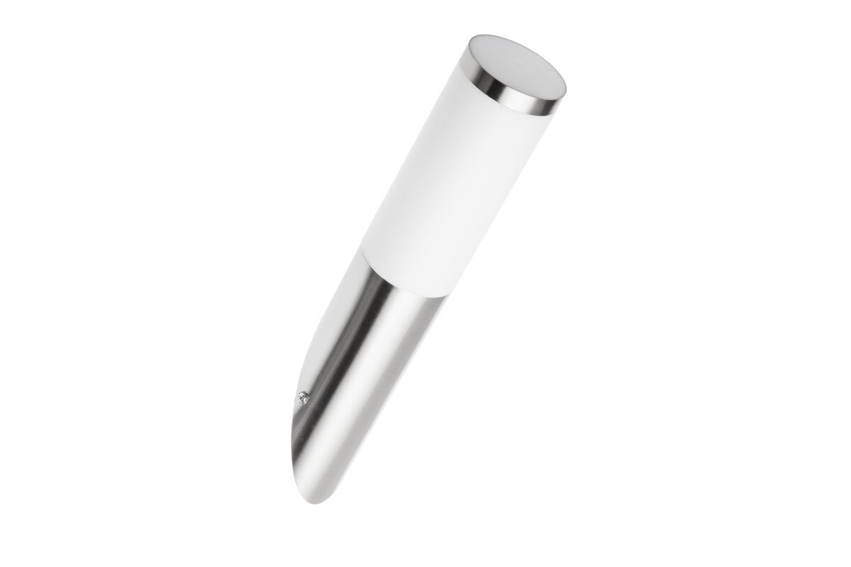 Lampa ogrodowa MILAN-U, E27 max 40W, kinkiet ukośny, cylindryczny, inox, IP54, na elewację i do ogrodu – GTV LIGHTING