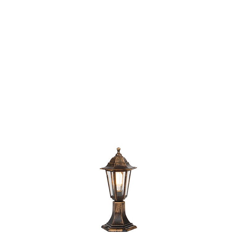 Qazqa przemysłowy lampa słupkowa do ogród - New Haven - złoty/mosiężny, max. 15w, kompatybilny z żarówką LED, e27, 42.2cm, IP44