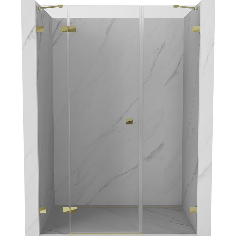 Mexen Lunar drzwi prysznicowe uchylne lewe 130 cm, transparent, złote - 834S-130-050-50-00-L