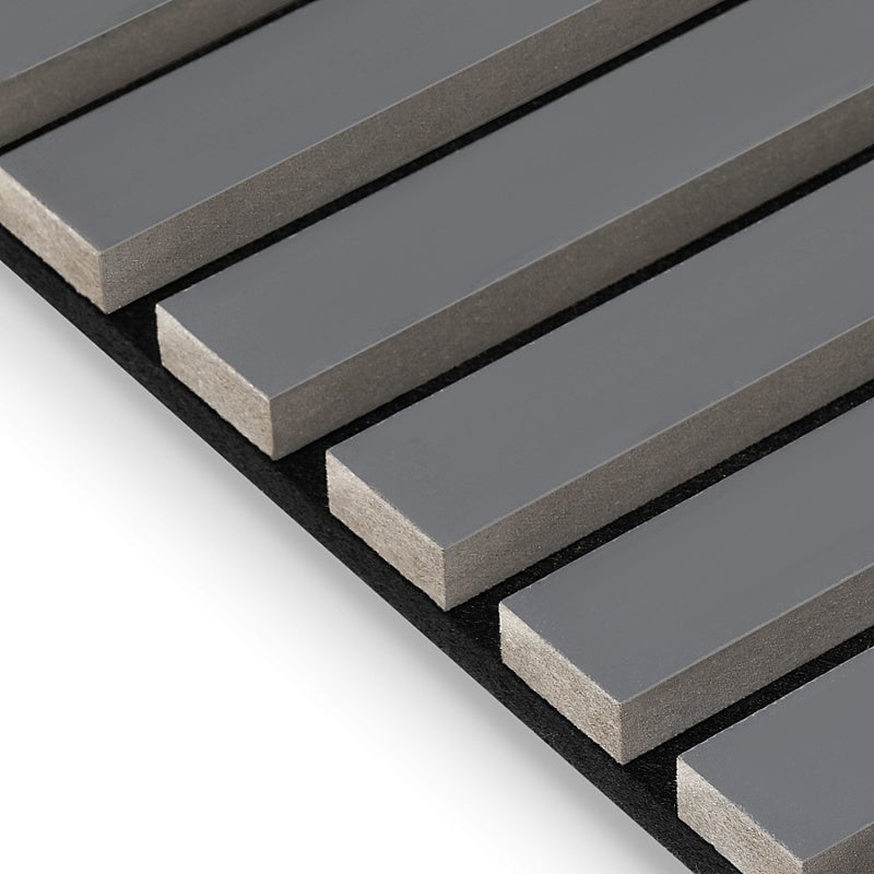 Zestaw 6 paneli akustycznych lamelowych Szary, 120 x 60 cm, dekoracyjna okładzina ścienna MDF i filc, nowoczesny efekt drewna