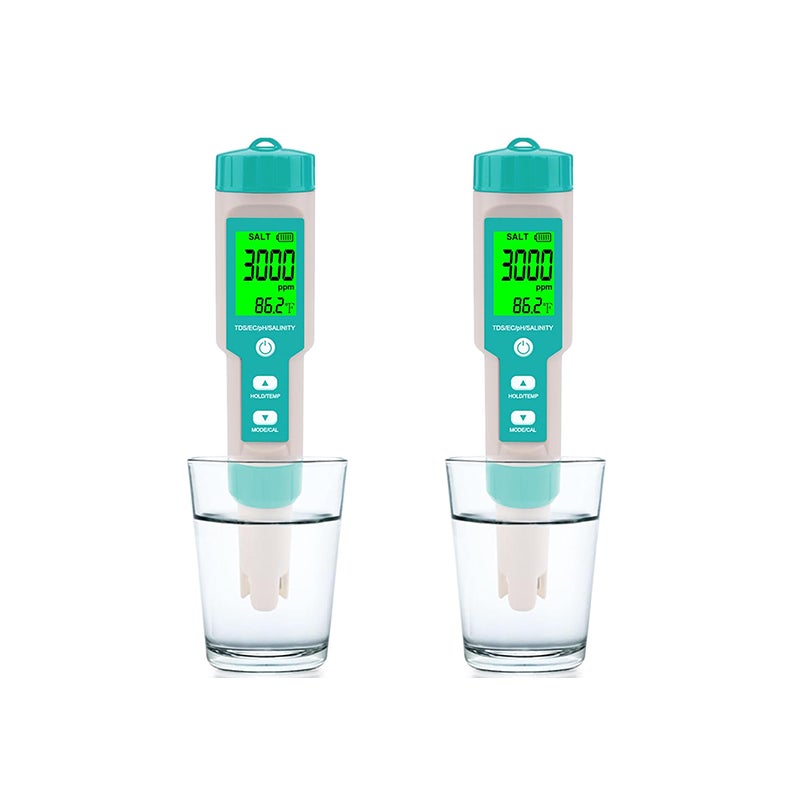 2 Testery zasolenia wody basenowej - Wielofunkcyjny tester 7 w 1 zasolenia, pH, TDS, ORP, EC i temperatury, test zasolenia wody basenowej