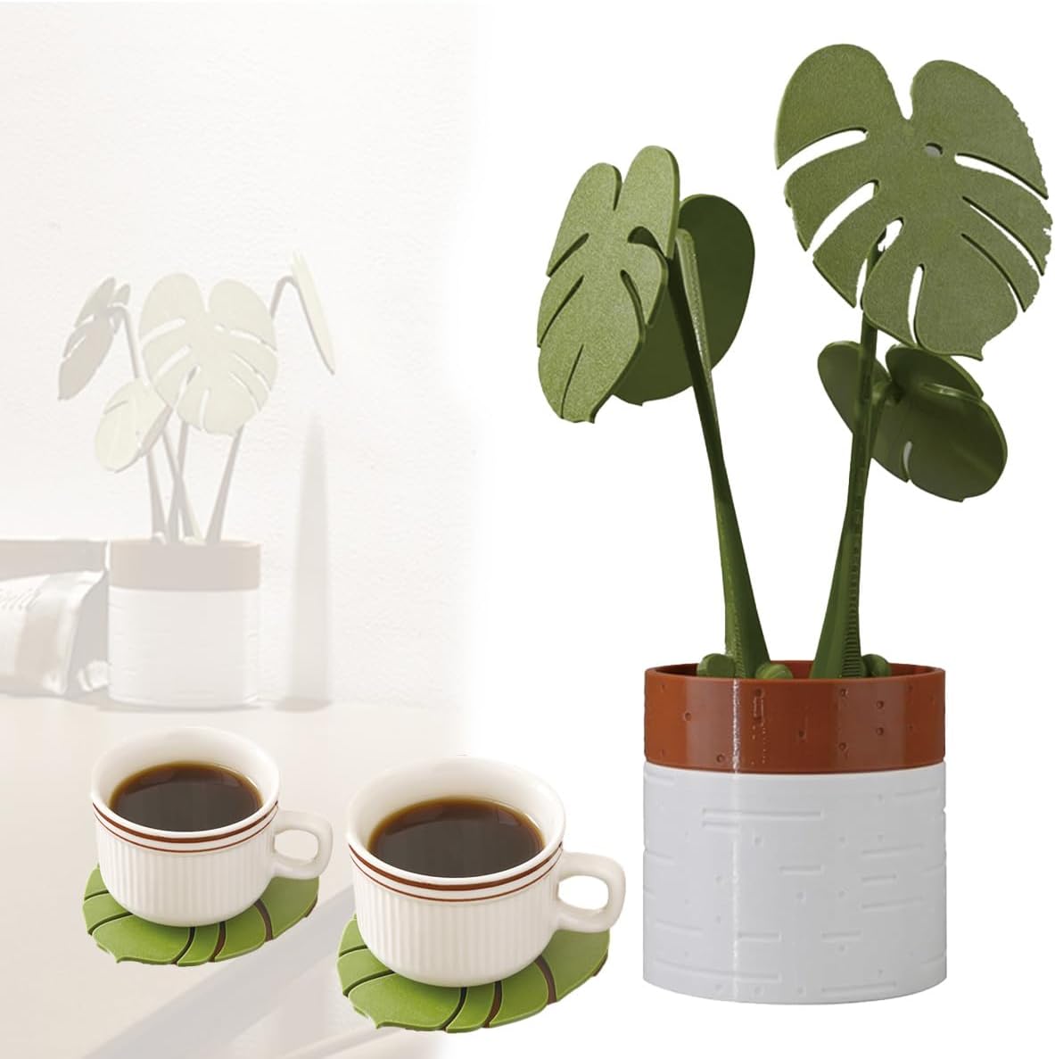 Zestaw magnetycznych podstawek Monstera, antypoślizgowych, wielokrotnego użytku, odpowiednich do dekoracji domu