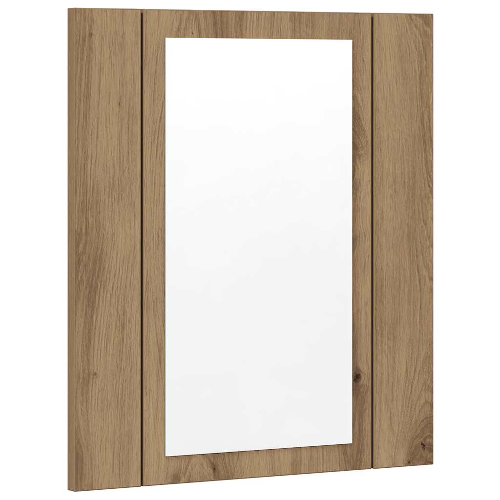 Szafka łazienkowa z lustrem i LED, dąb artisan, 40x12x45 cm