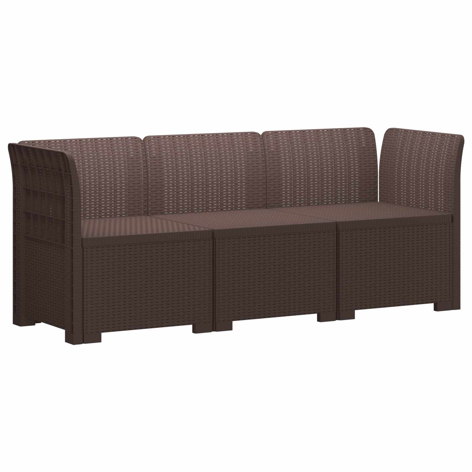 Sofa ogrodowa 3-osobowa w wyglądzie rattanu PP brązowy vidaXL