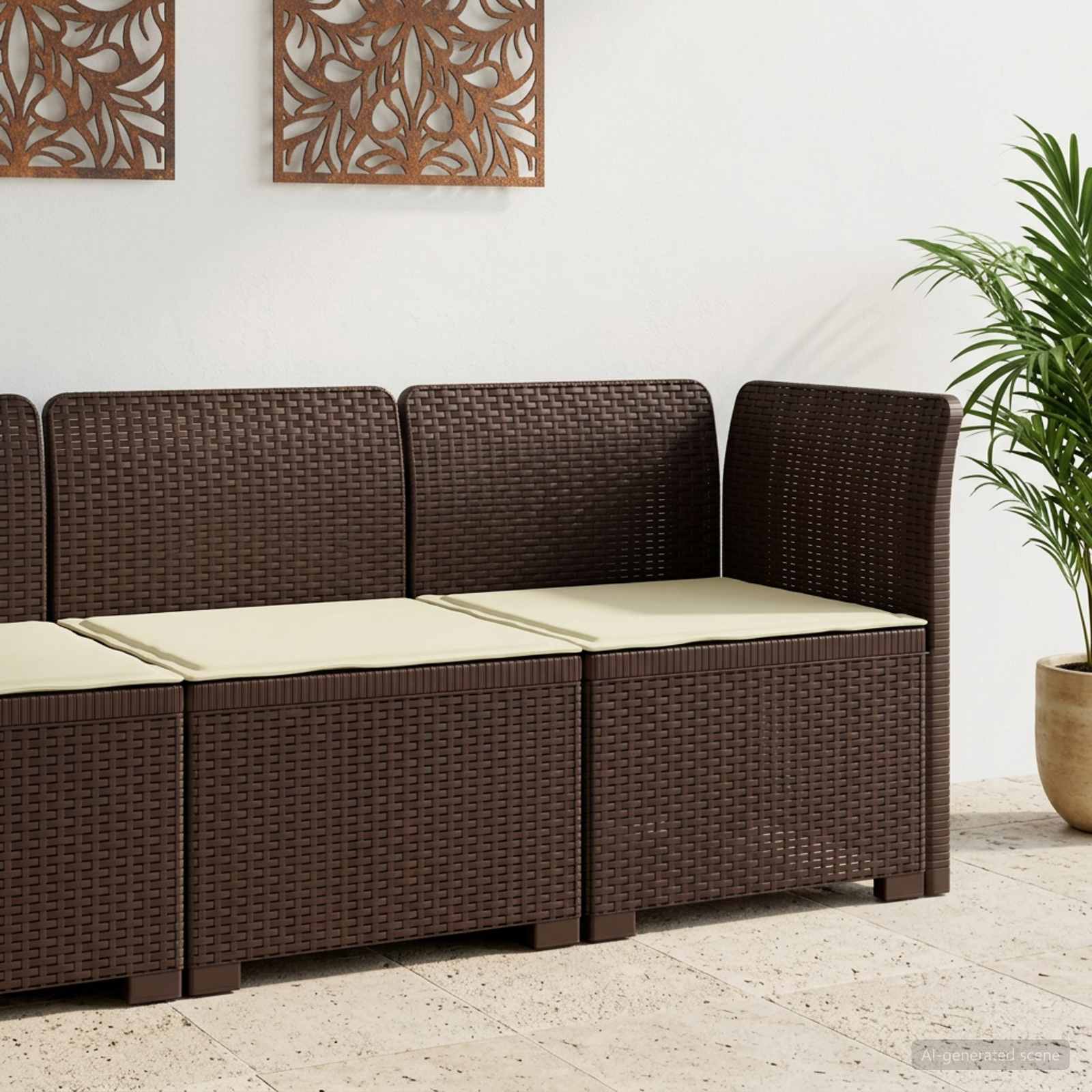 Sofa Ogrodowa 1-osobowa z Poduszką w Wyglądzie Rattanowym PP vidaXL