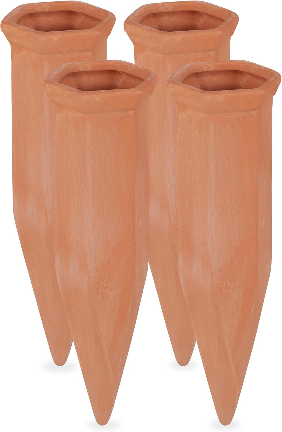 Gliniany stożek do podlewania, zestaw 4 szt., akcesorium do podlewania, butelki 1,5 l, 17 x 5,5 x 5 cm, terakota