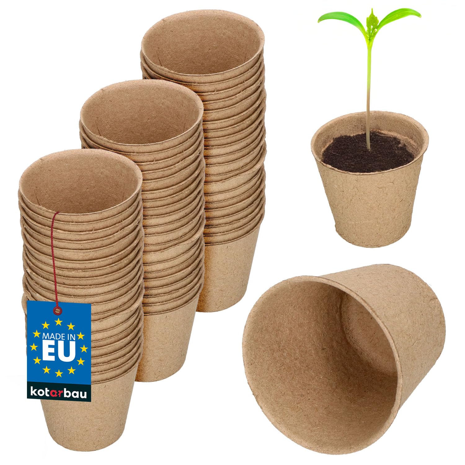 Zestaw 60x doniczki torfowe biodegradowalne 6cm do rozsady wysiewu sadzonki - KOTARBAU