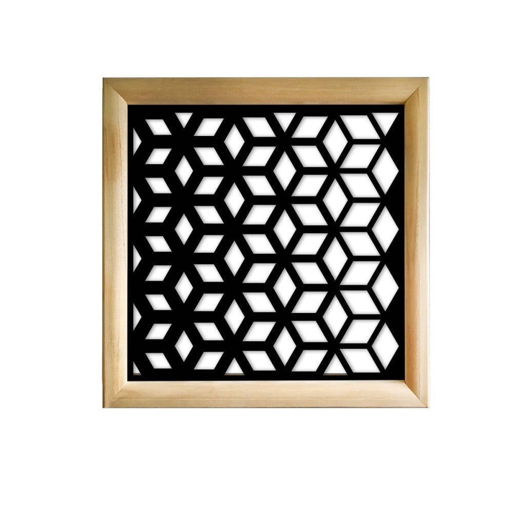 METAMORPHOSIS - Kwadratowe moduły dekoracyjne z drewna i PCV - Rozmiar 98x98 cm - Grubość 64 mm - Kolor wewnętrzny CZARNY