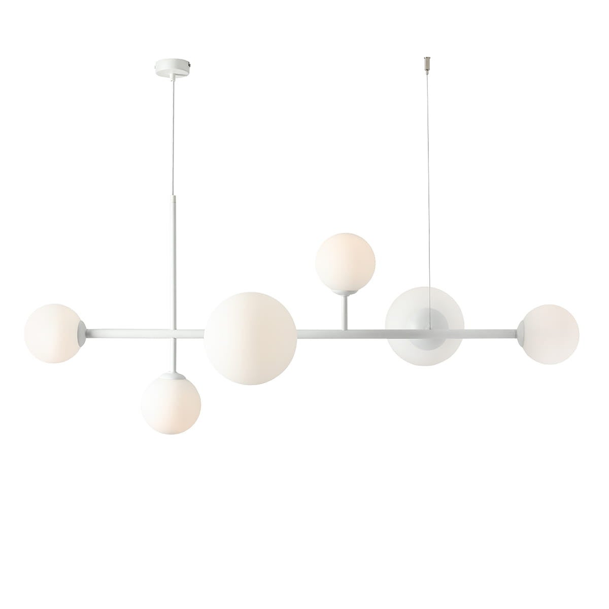 Lampa wisząca Dione biała 6xE14 / E27x15W wym: 110 x 130 x 62 cm szkło Aldex