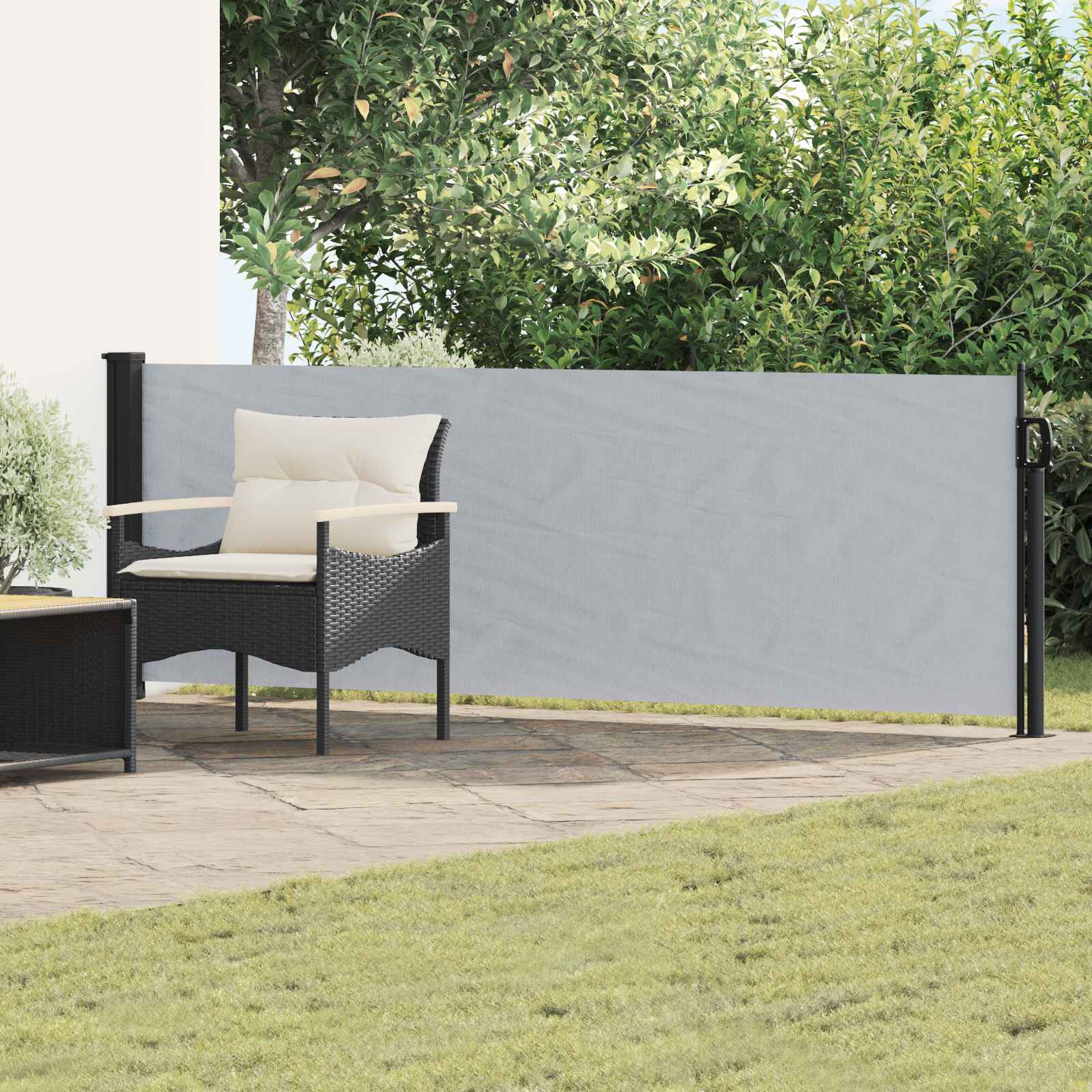 Rozkładany boczny markiz Szary 300 x 100 cm Poliester vidaXL