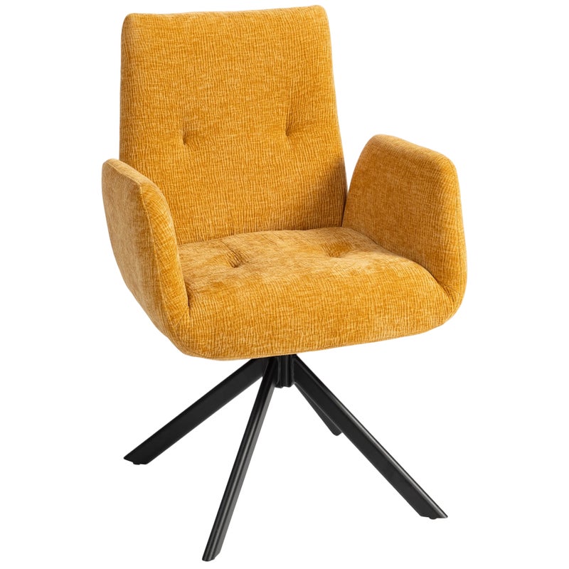 Fotel tapicerowany, krzesło wypoczynkowe, nowoczesny design, obrotowy, do 120 kg, żółty
