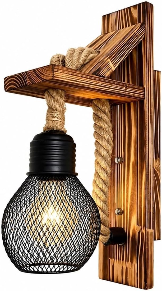 Ta lampa ścienna z metalowym kloszem idealnie nadaje się do sypialni i korytarzy. (Żarówka Edisona 6 W, ciepłe światło *1)