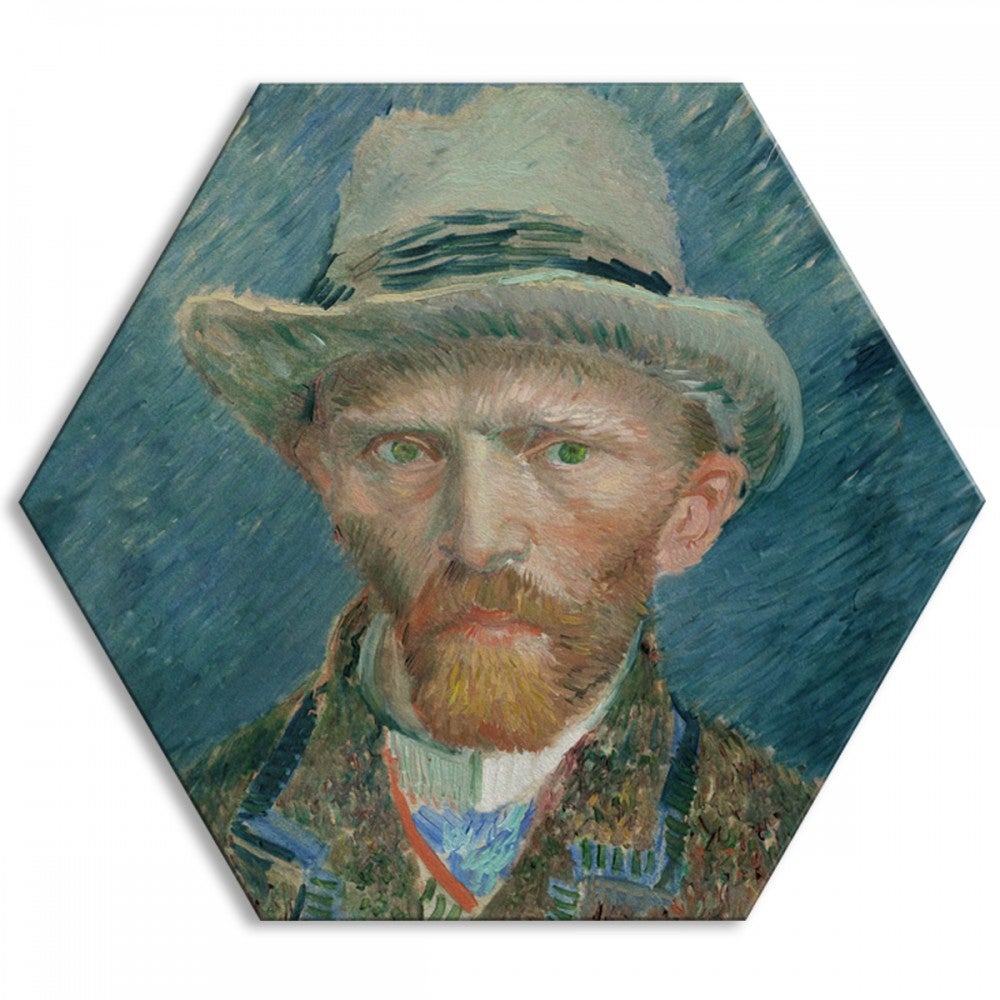 VAN GOGH - AUTOPORTRET w kapeluszu - Płótno sześciokątne - Wydruk na płótnie oprawiony w ramę PCV 120x120 cm