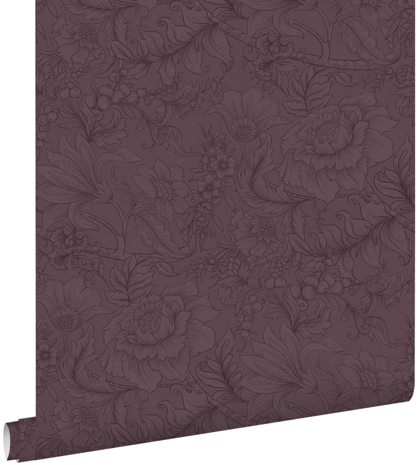 Tapeta kwiatowy wzór ciemny fiolet - 50 x 900 cm - ESTAHOME