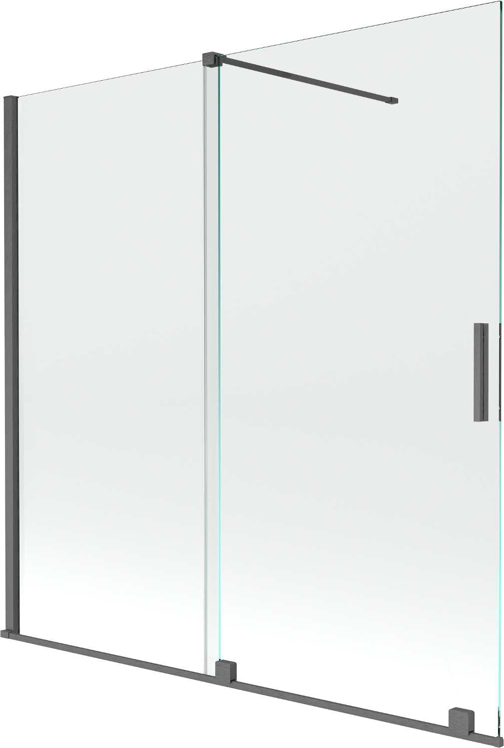 Mexen Velar parawan nawannowy 2-skrzydłowy rozsuwany 160 x 150 cm, transparent, gun gray szczotkowany - 896-160-000-01-66