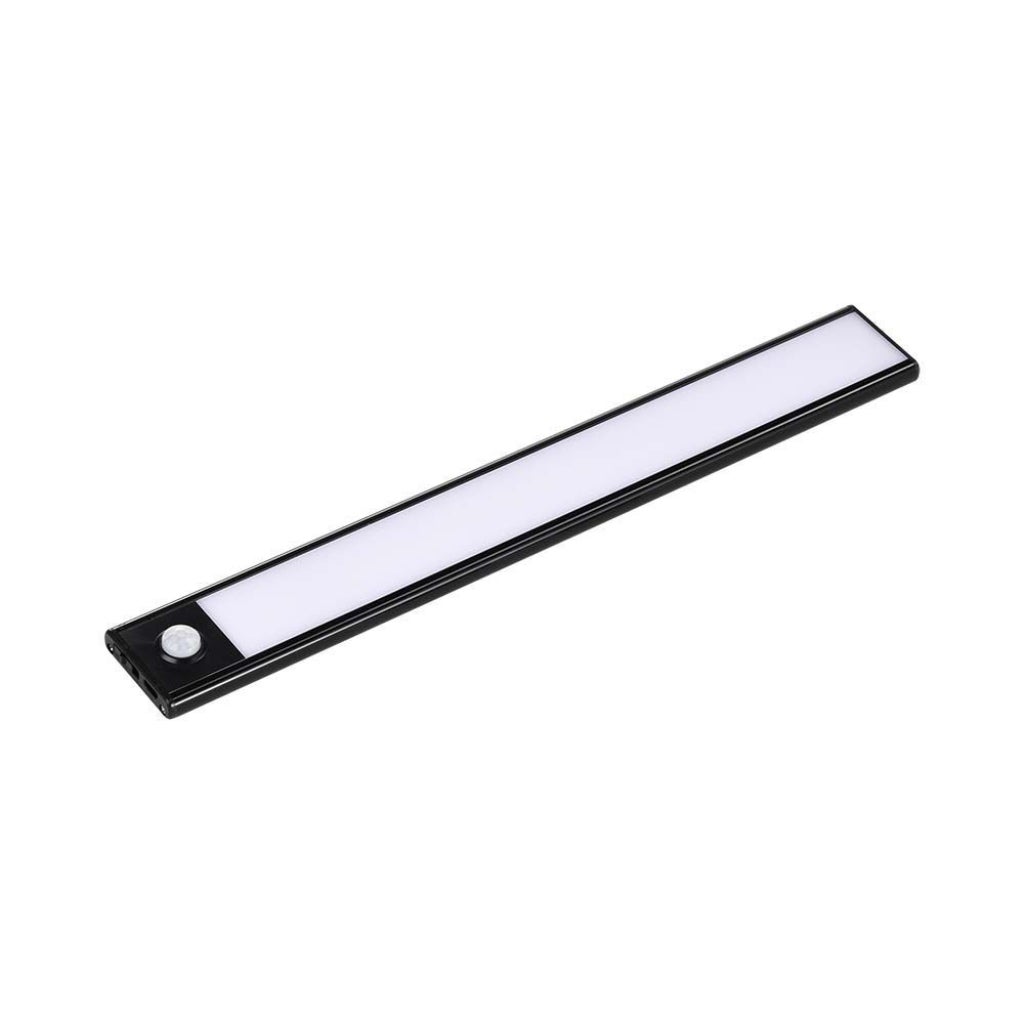 Lampa LED do szafy 2W z akumulatorem, z czujnikiem ruchu PIR Micro-USB, czarna, 3000K, IP20