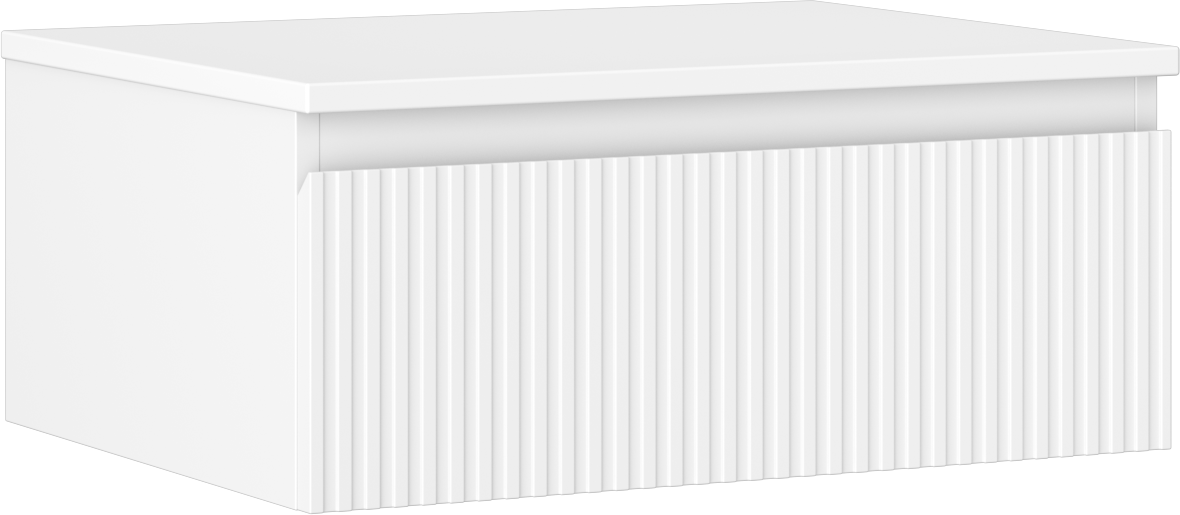 Mexen Rivel szafka łazienkowa podumywalkowa 60 cm z blatem, 1 szuflada, ryflowana , biała mat - 91A20-06023-1-BFC01