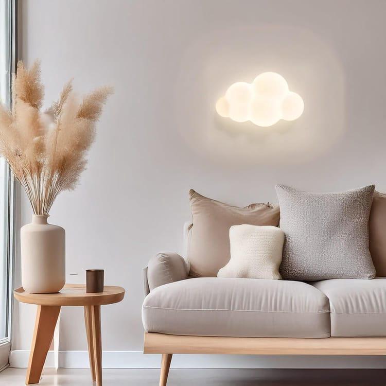 Nowoczesna i minimalistyczna lampa ścienna w kształcie chmurki, miękkie i rozproszone światło LED, 15W z pilotem - trzy regulowane kolory (19cm)