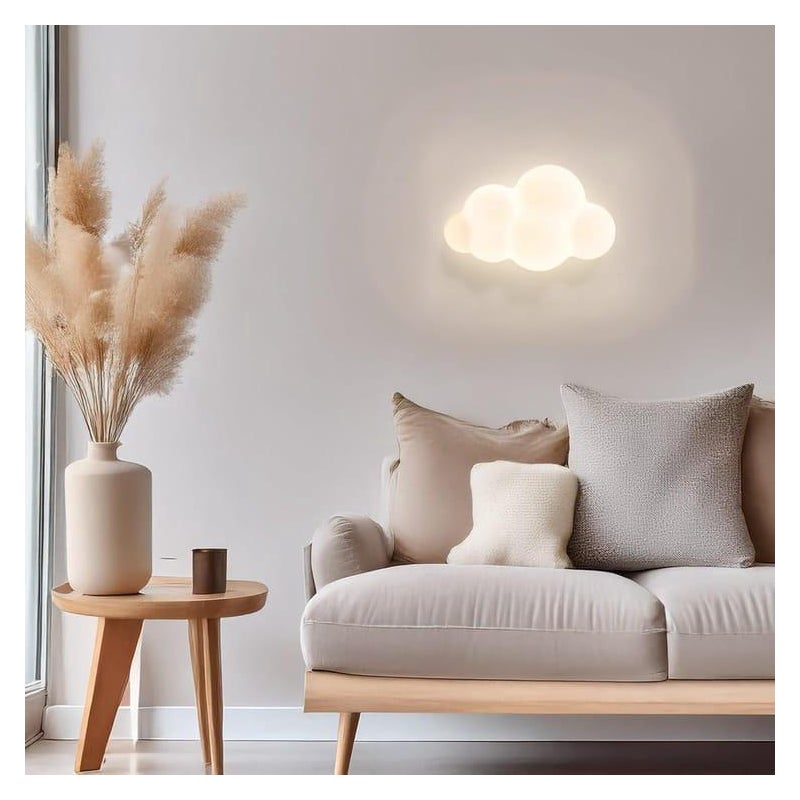 Nowoczesna i minimalistyczna lampa ścienna w kształcie chmurki, miękkie i rozproszone światło LED, 15W z pilotem - trzy regulowane kolory (19cm)