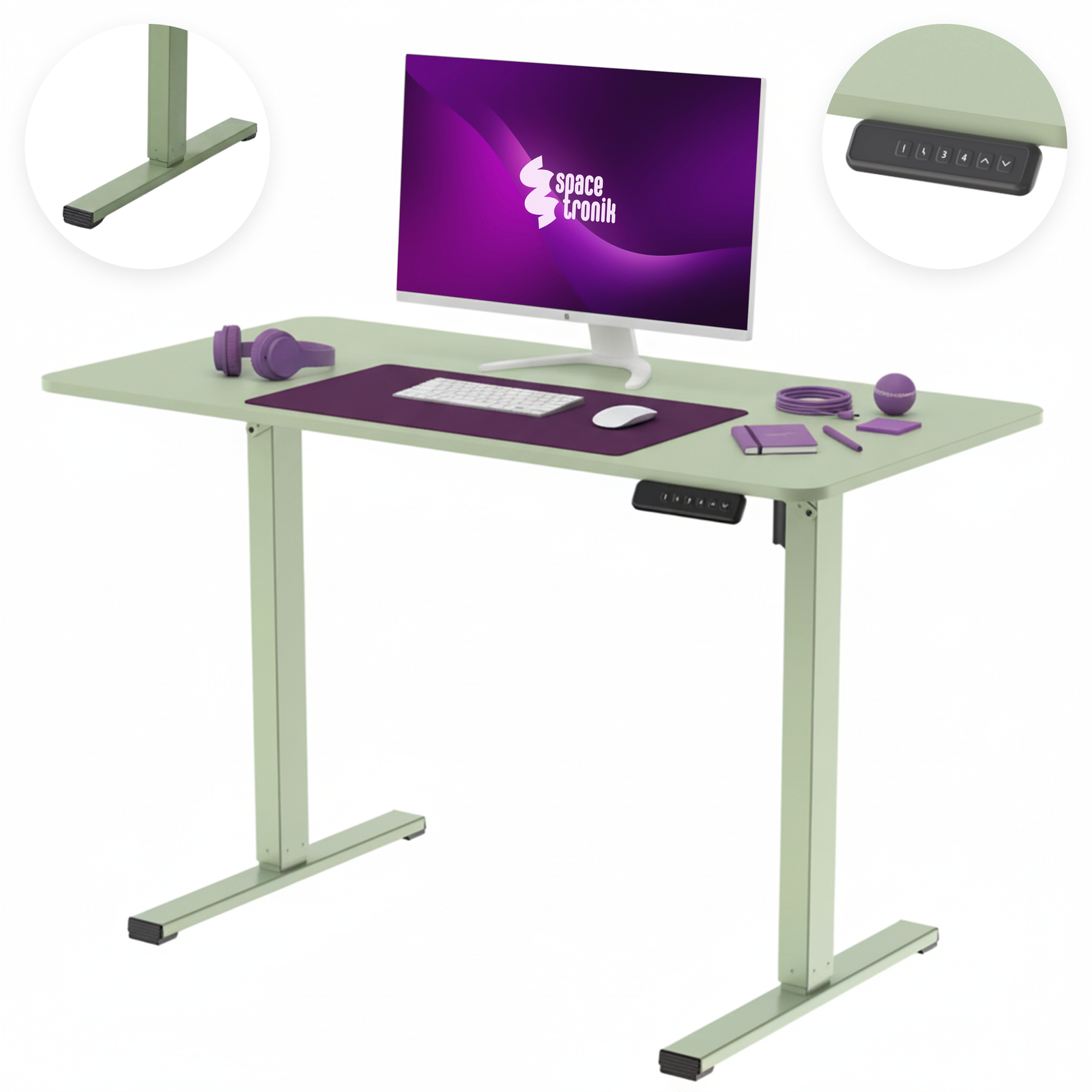 Biurko elektryczne Spacetronik Moris zielony 120x60 cm