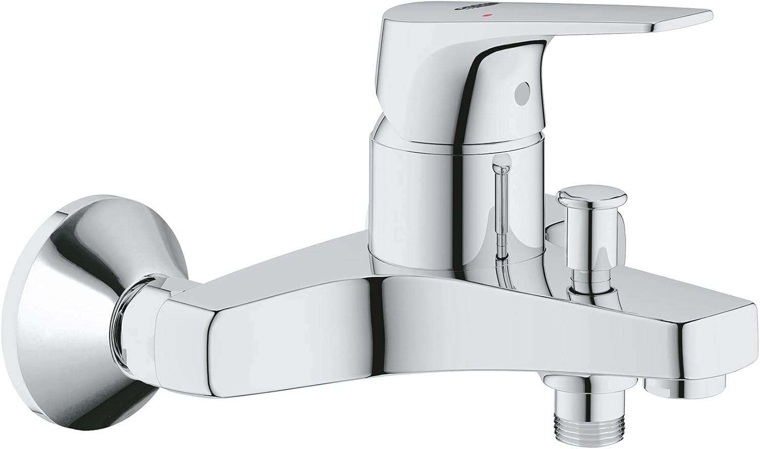 Bateria wannowo-natryskowa jednouchwytowa - Bateria ścienna - Przyłącze gwintowane 1/2" - Z metalową rozetą, chrom