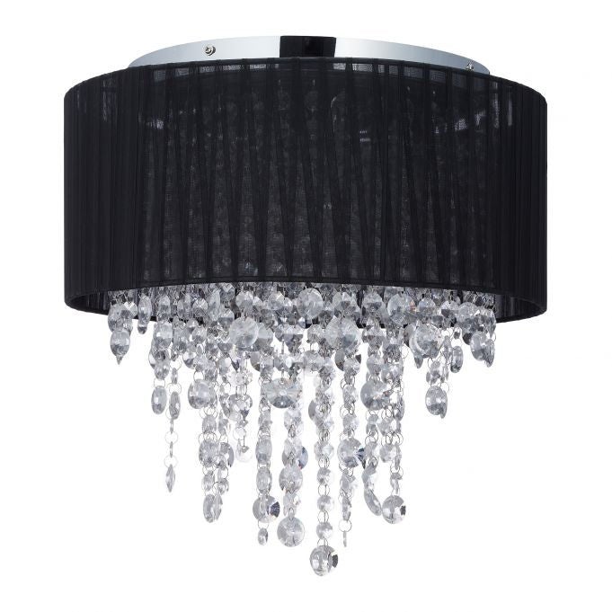 Lampa sufitowa z organzy, kryształowo czarna