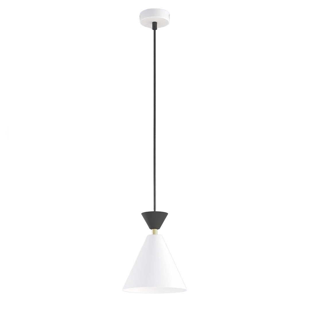 Lampa wisząca dekoracyjna biało-czarna stożkowy klosz 1xE14 10W KLEVER Emibig