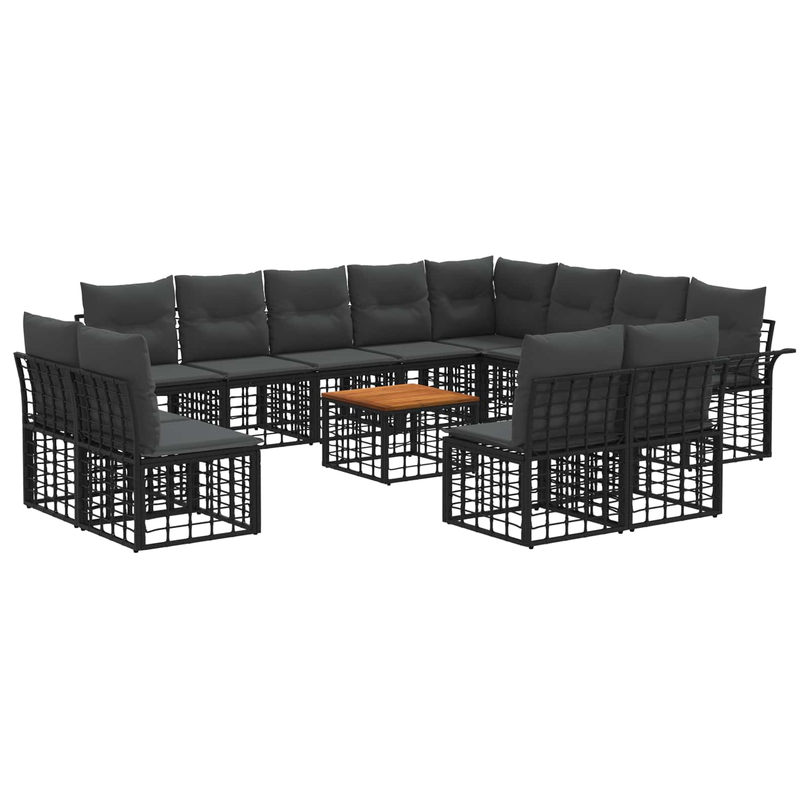 Zestaw sof na zewnątrz 13 pcs Czarny i Ciemnoszary Poliester vidaXL