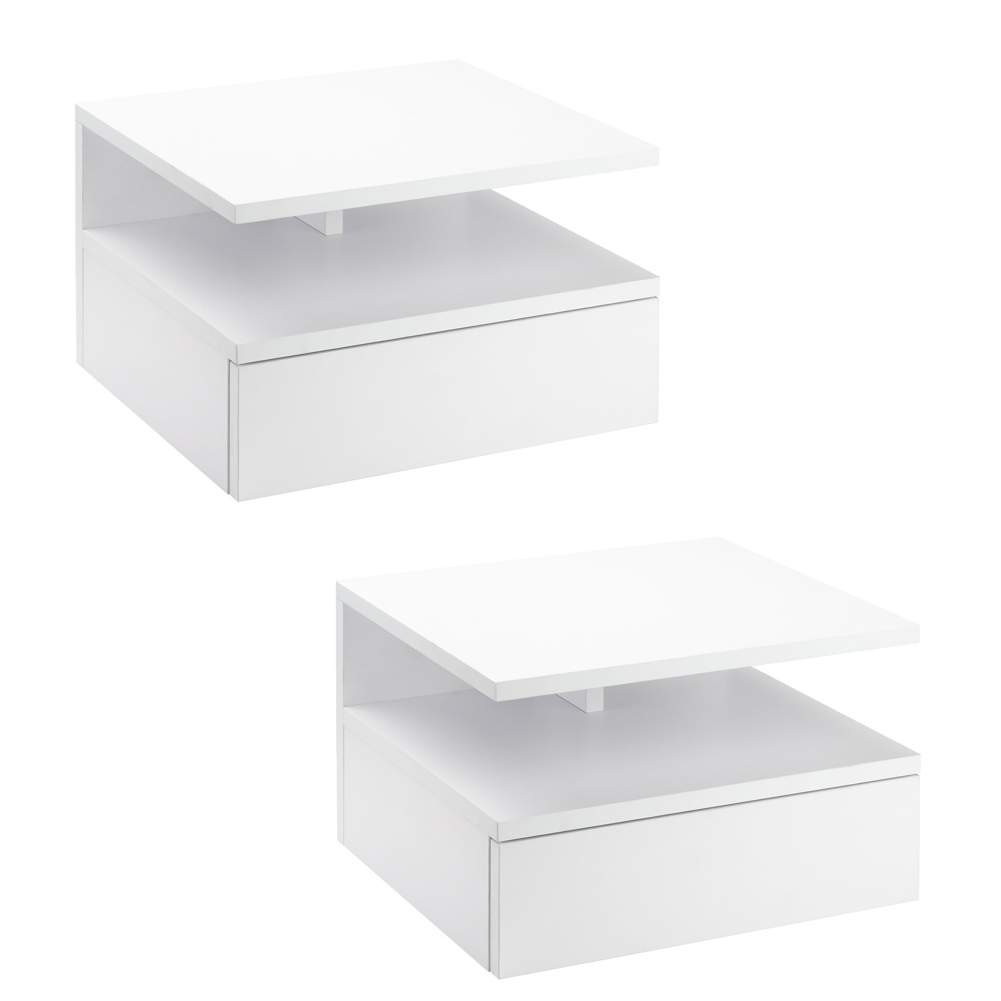 Zestaw z Two Floating Bedside Stoły - Biały