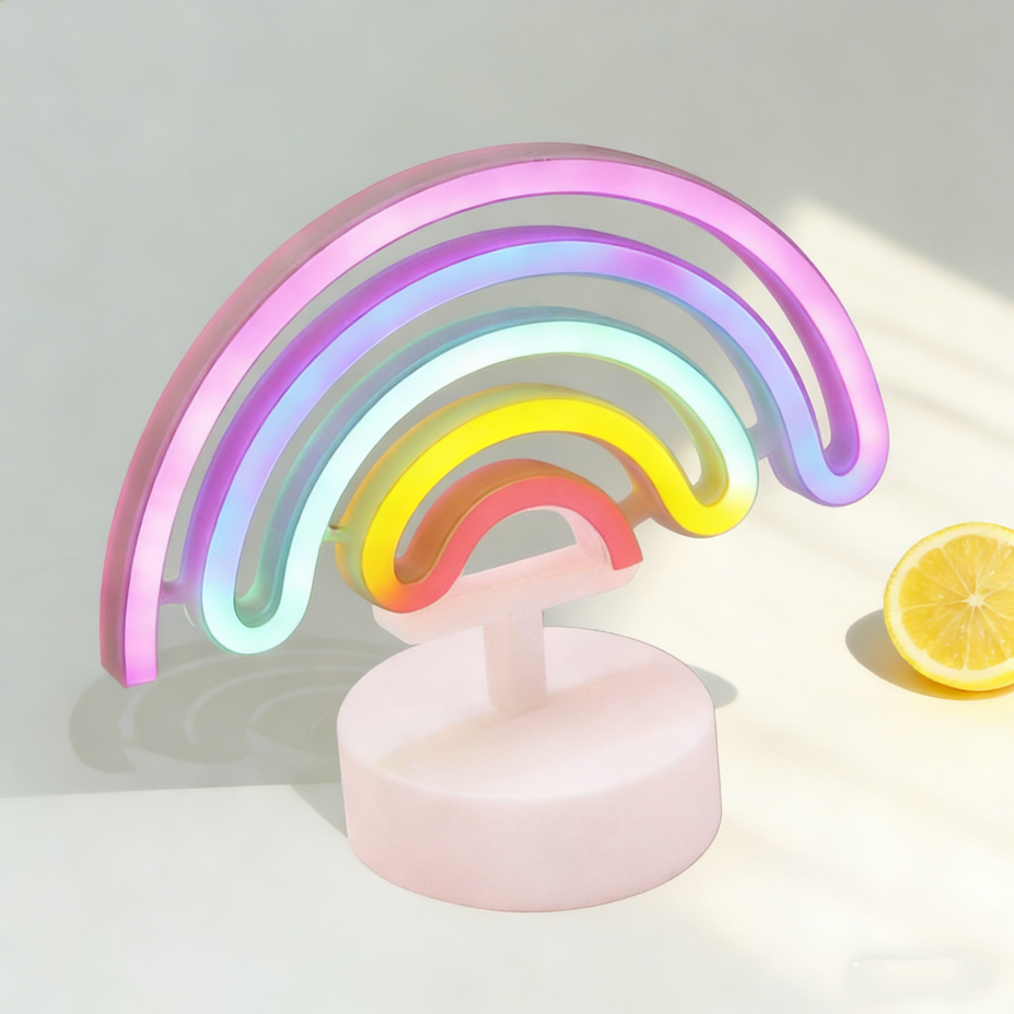 Tęczowe neony LED, dekoracyjne lampki nocne, lampki nocne, oryginalne podświetlane prezenty, 4,5 V-USB