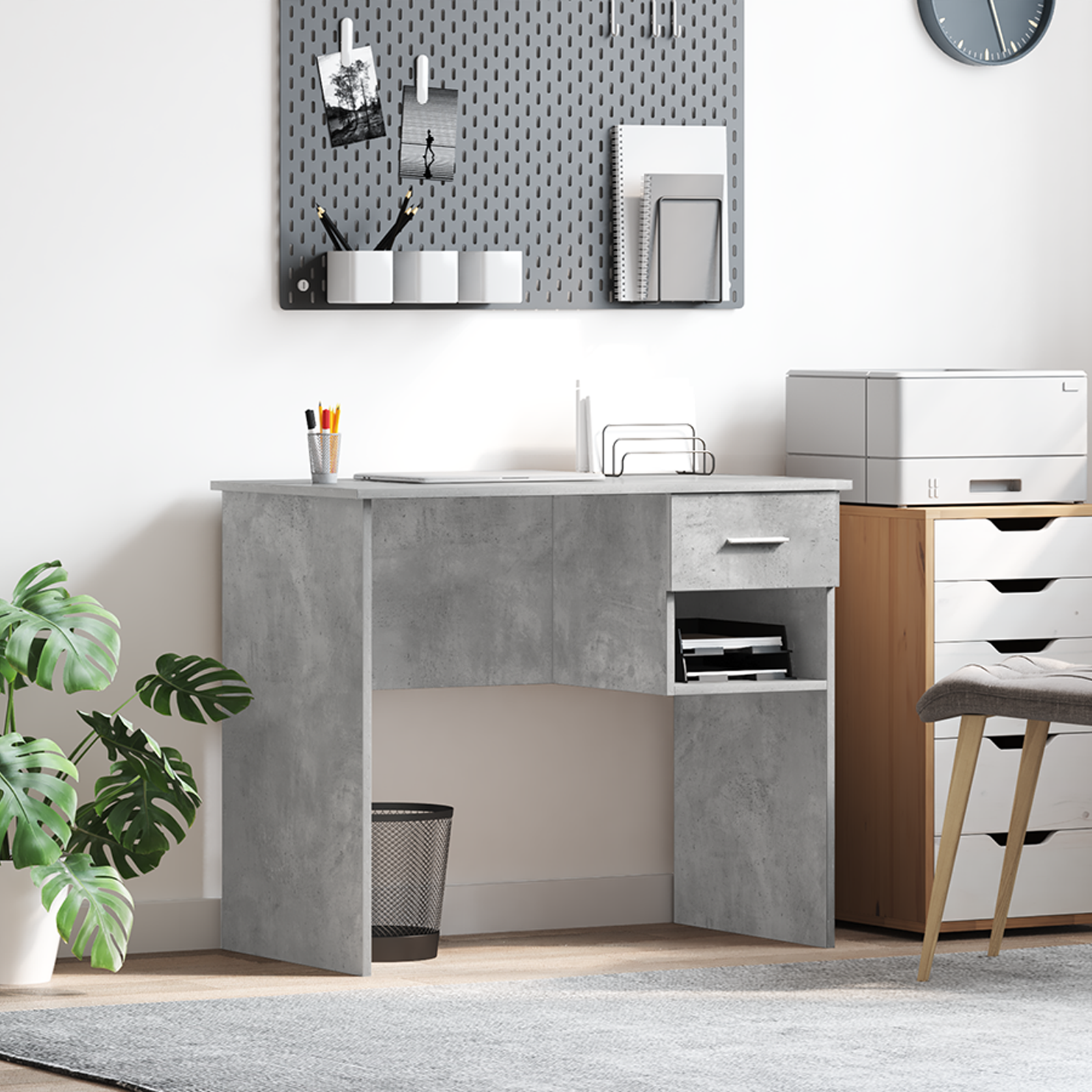 Biurko Betonowy szary 90 x 49.5 x 75 cm Materiał drewnopochodny