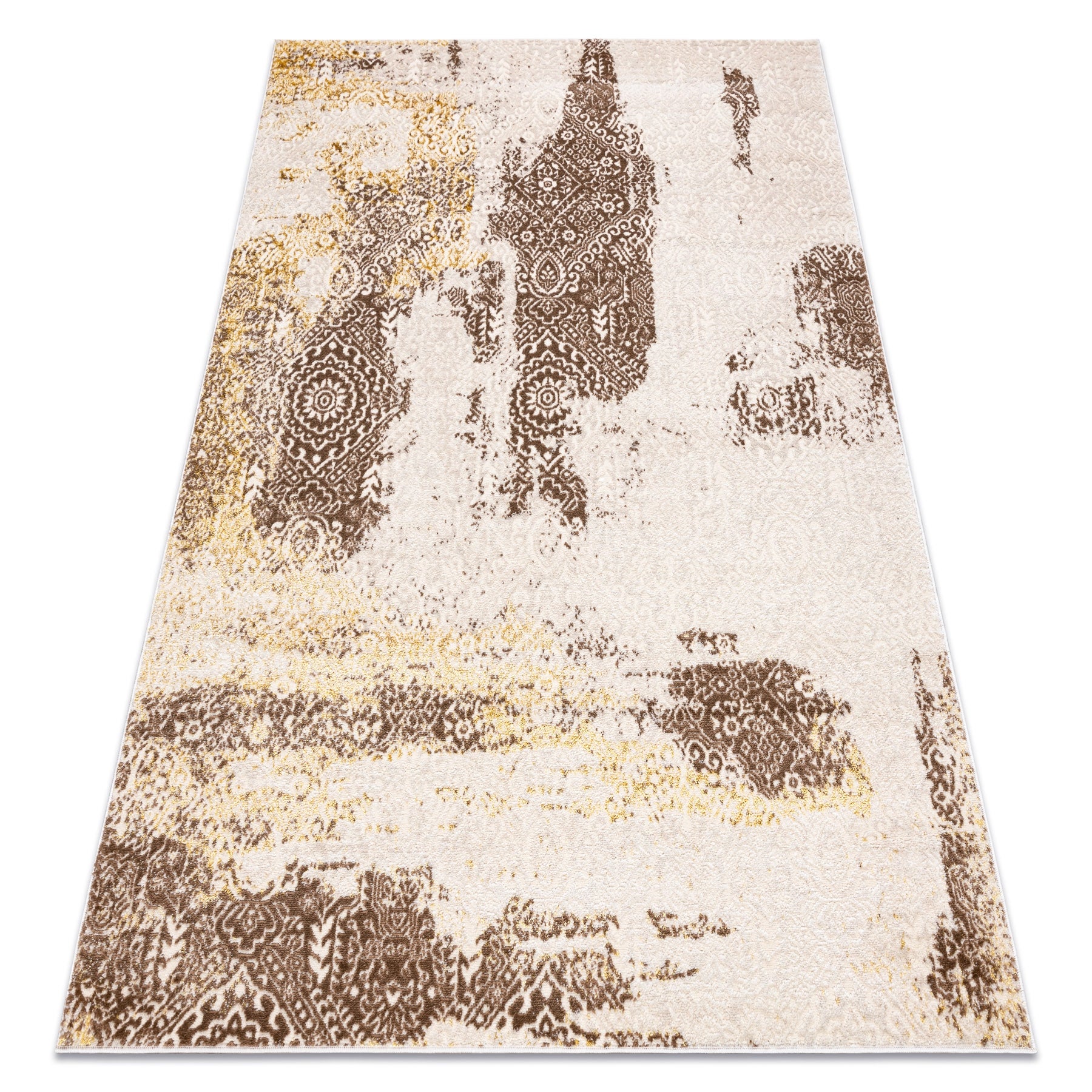 Dywan MEFE nowoczesny 8731 Rozeta vintage przecierany - Strukturalny, dwa poziomy runa beż 120x170 cm