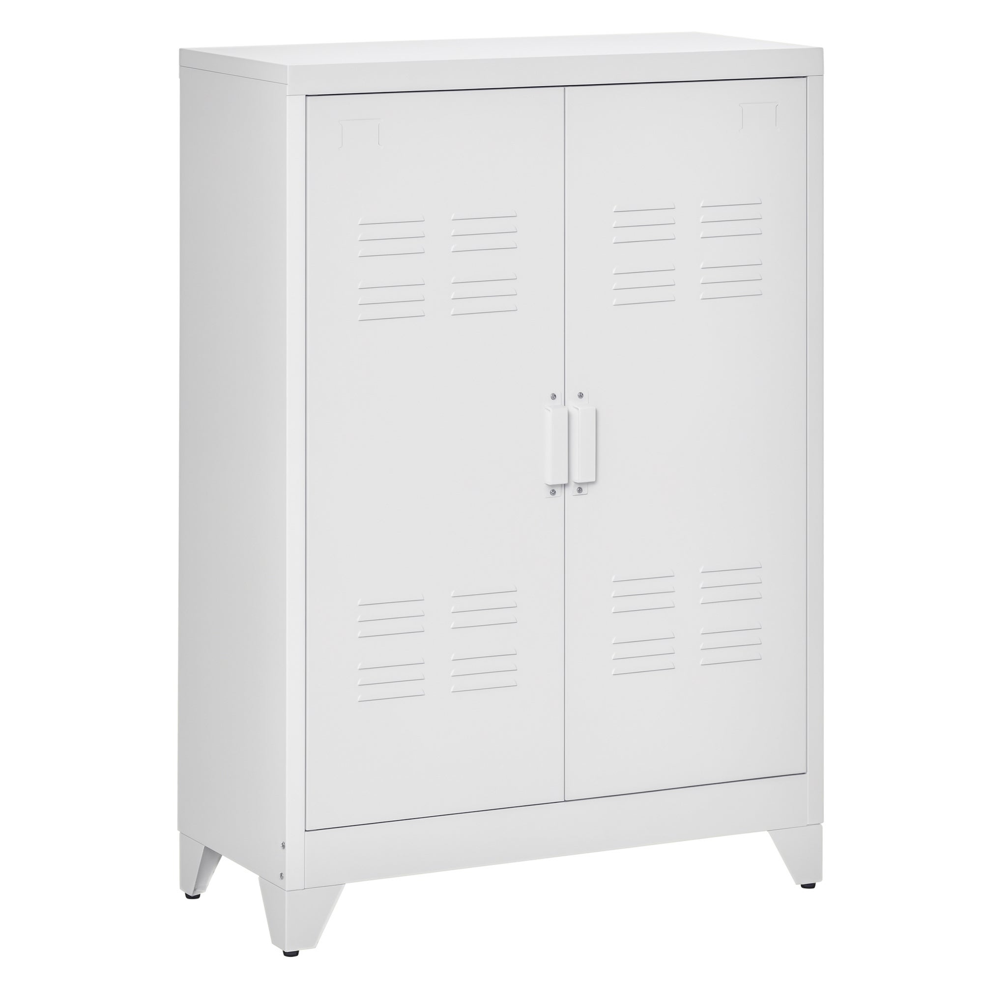 metalowa szafka z 2-drzwiowa i 2 regulowanymi półkami wielofunkcyjna meble do biura salonu sypialni 75x33x110cm biała