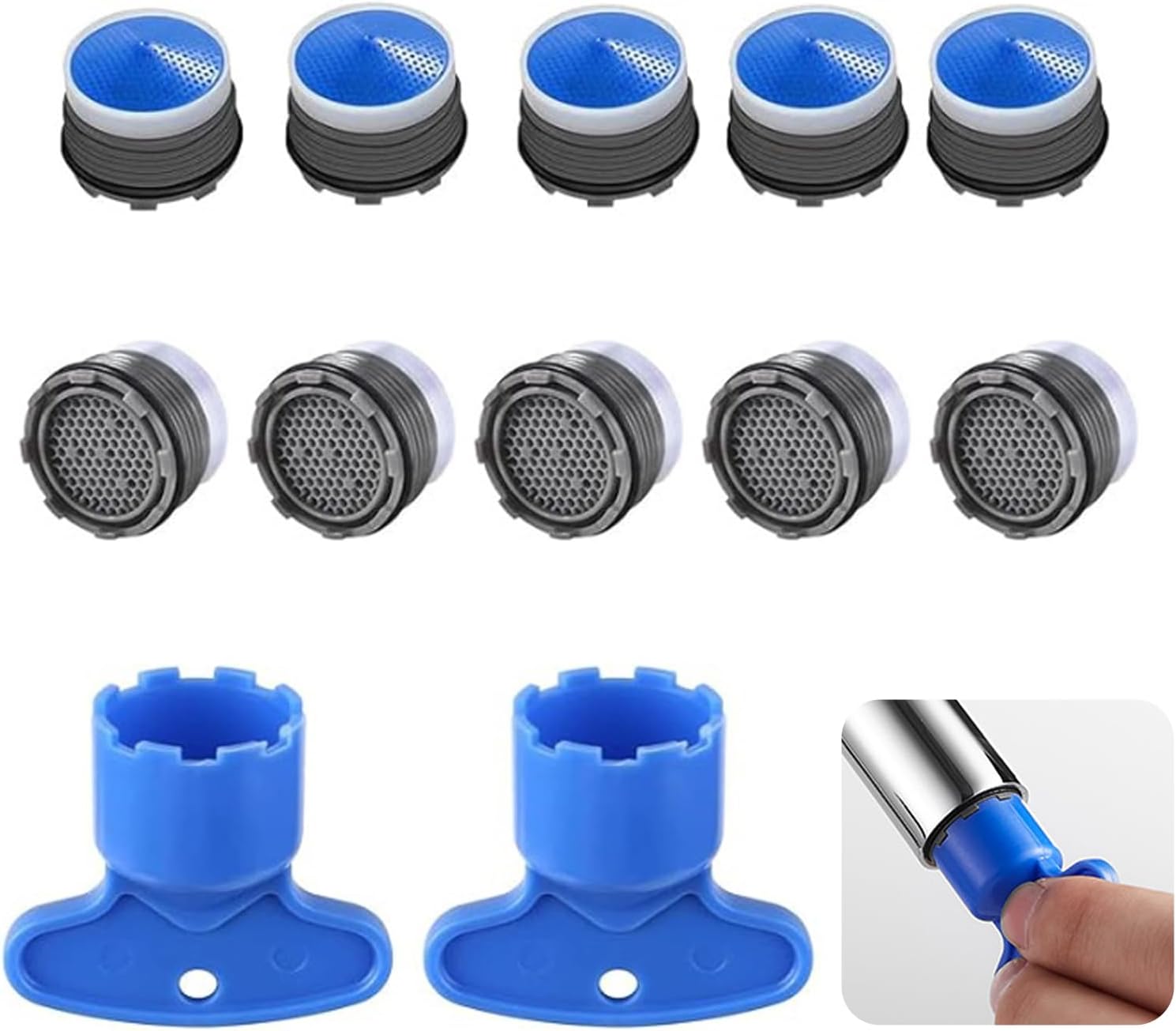 Zestaw 10 perlatorów do kranu, perlator do kranu M18.5, plastikowy perlator do kranu, perlator do kranu z 2 kluczami do perlatora