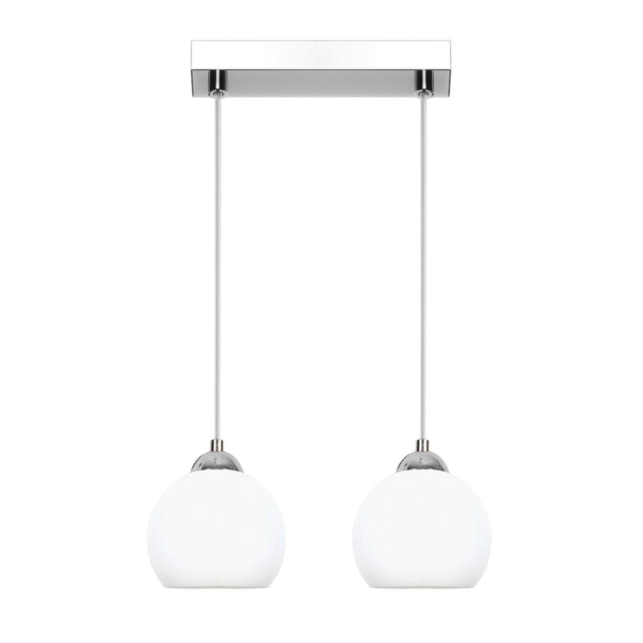 Lampa wisząca chromowana 2 punktowa MOKA SILVER do jadalni E27 białe kule Edylit