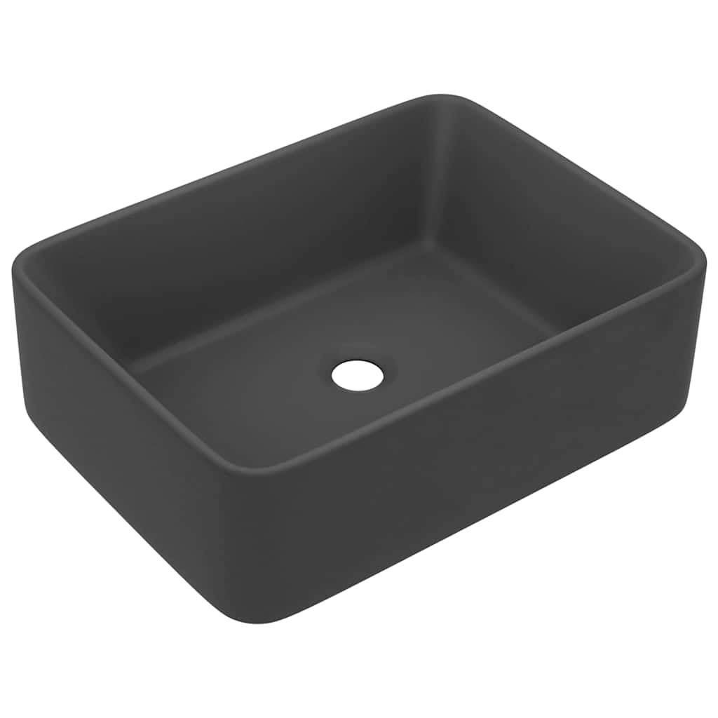 Umywalka Nablatowa Ceramiczna Prostokątna Szara do Łazienki 41 cm