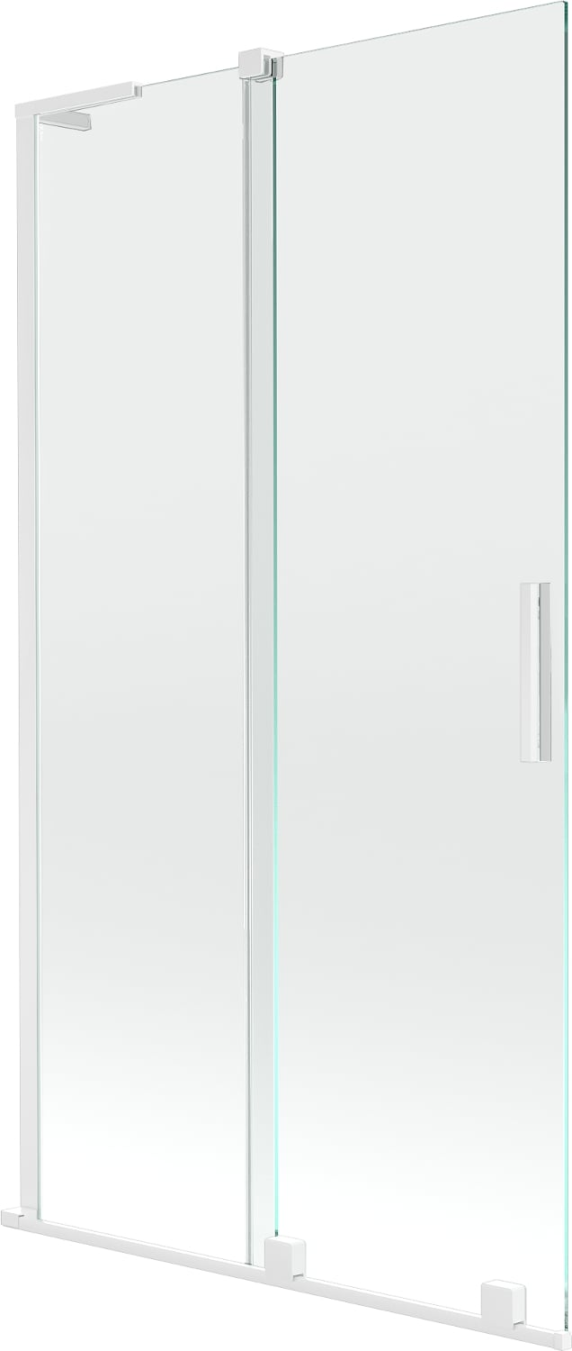 Mexen Velar L parawan nawannowy 2-skrzydłowy rozsuwany 100 x 150 cm, transparent, biały - 896-100-003-01-20