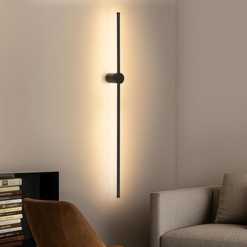 Czarna lampa ścienna LED, 60 cm, nowoczesny design, idealna do oświetlenia pośredniego w salonach, sypialniach, korytarzach, klatkach schodowych i ku